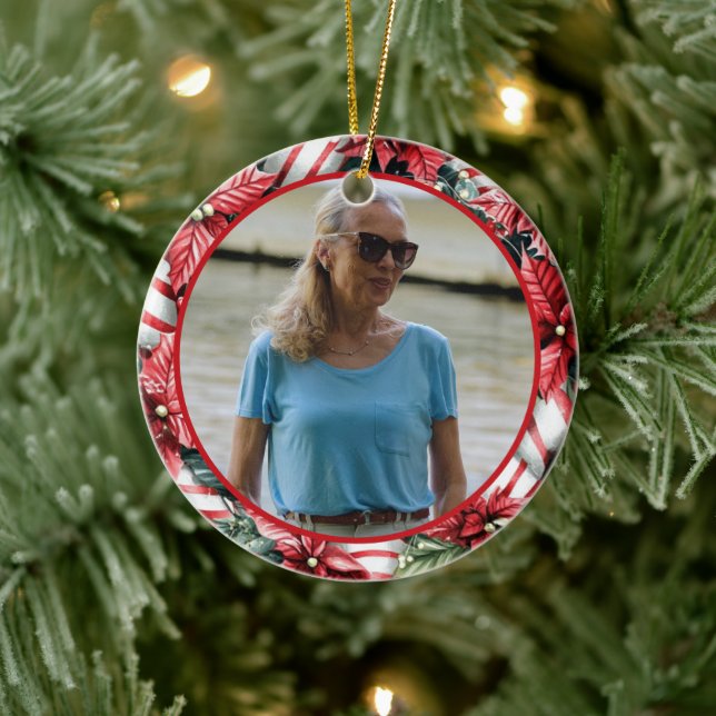 Peppermint Wreath ANY Photo Ceramic Tree Decoration (Tree)