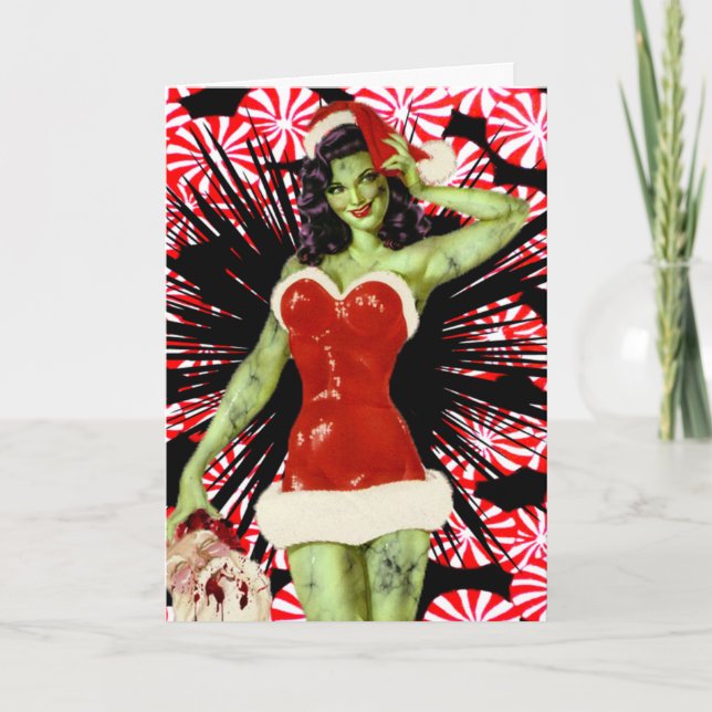 Peppermint Zombie Christmas Card (Front)