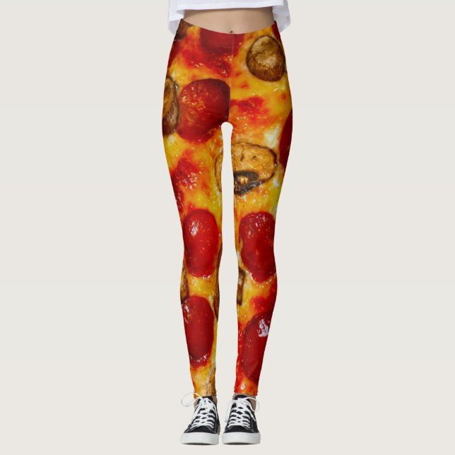 Pepperoni and Mushroom Pizza Leggings (Front)