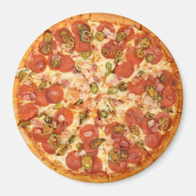 Pepperoni and Olive Pizza Refrigerator Magnet (Front)
