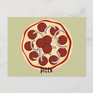Pepperoni and Onions Pizza Recipe Card
