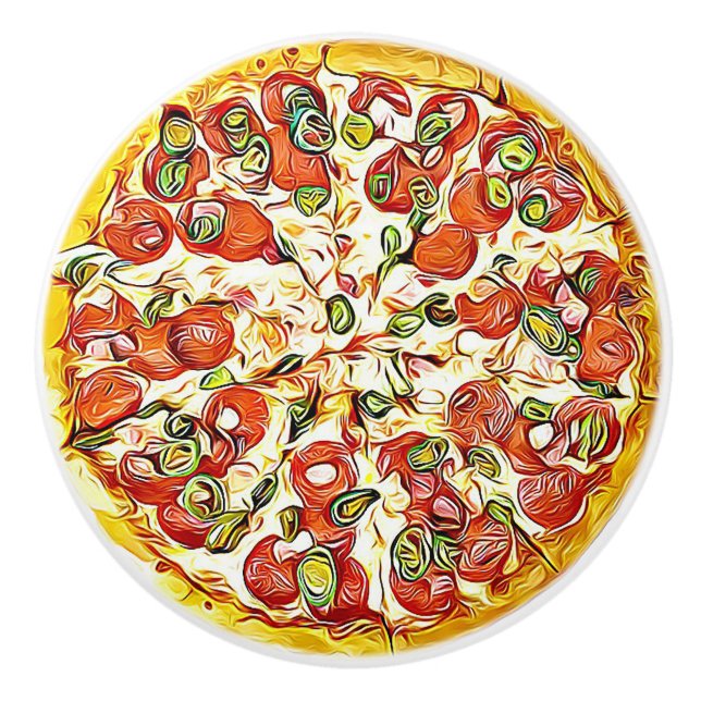Pepperoni Cheese Pizza  Kitchen Cabinet Knob (Front)