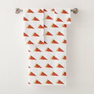 Pepperoni Cheese Pizza Lover Slice Print Foodie Bath Towel Set