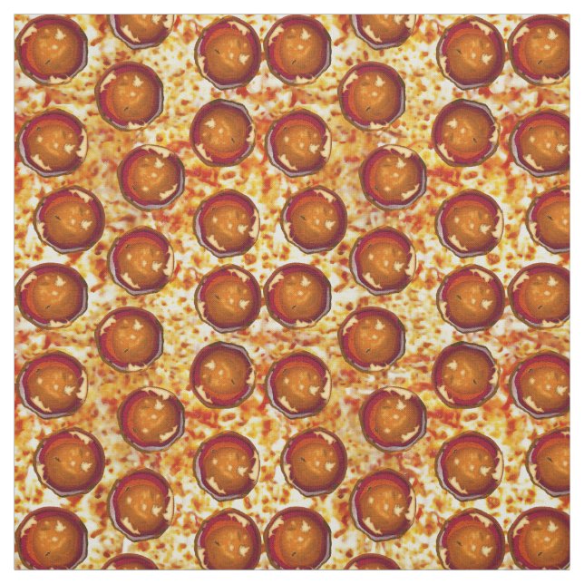 Pepperoni Cheese Pizza Pattern Fabric (Swatch)