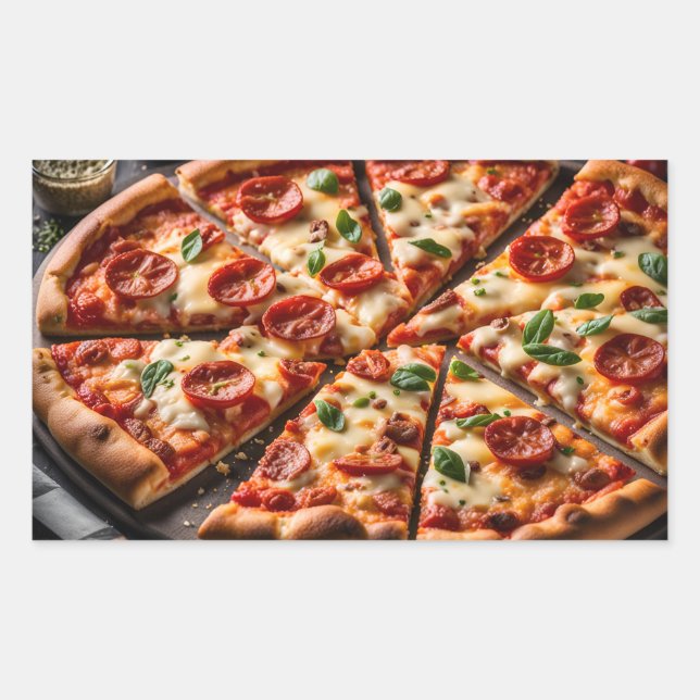 Pepperoni & Cheese Pizza Rectangular Sticker (Front)