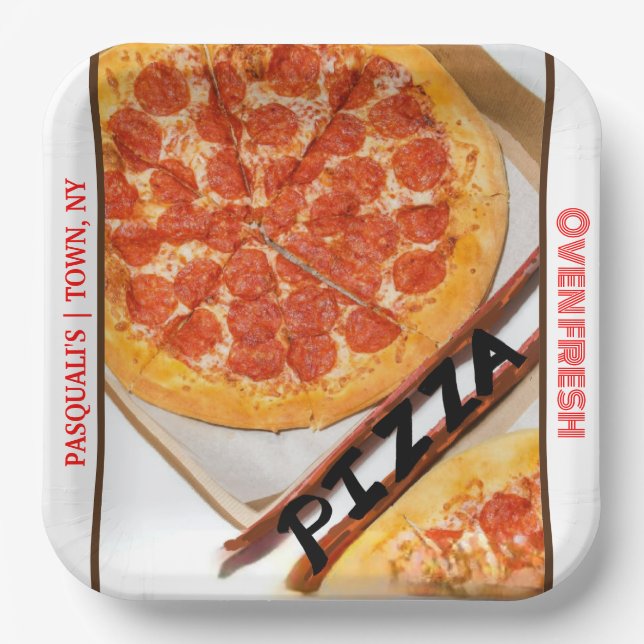 Pepperoni Cheese Pizza Restaurant NAME  Paper Plate (Front)