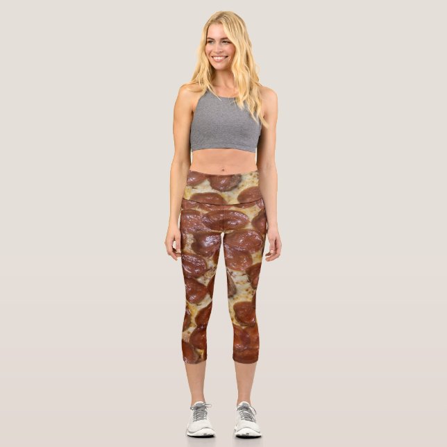 Pepperoni Pizza Capri Leggings (Front)