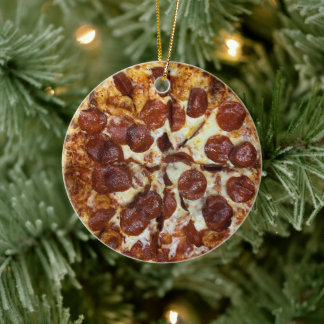 Pepperoni Pizza Ceramic Tree Decoration