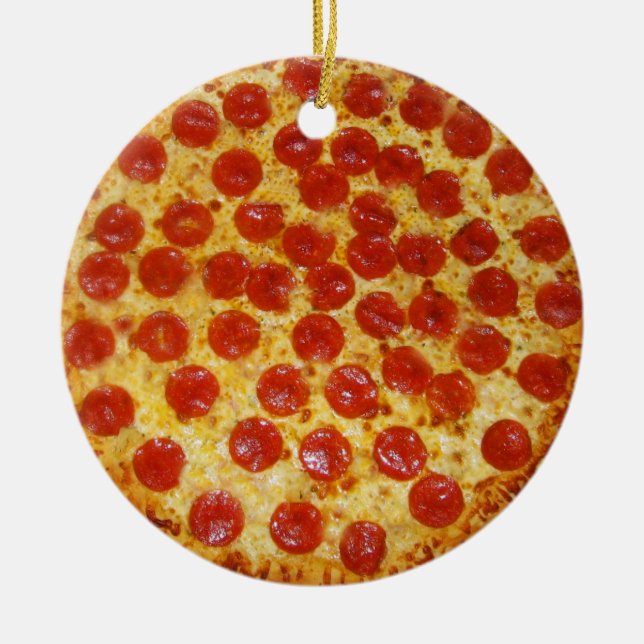 Pepperoni Pizza Ceramic Tree Decoration (Front)