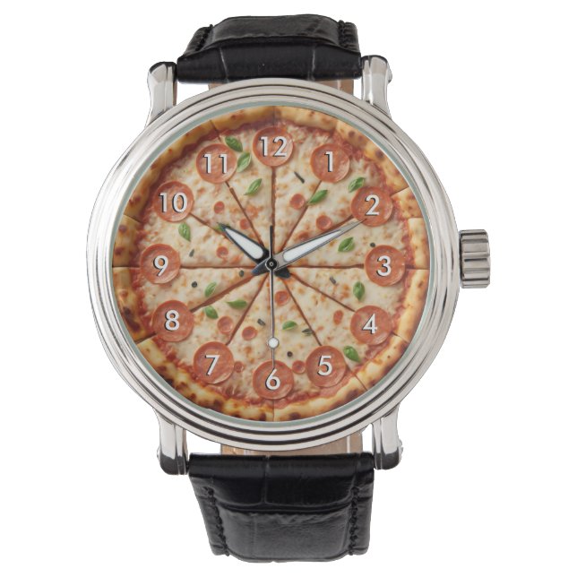 Pepperoni Pizza Clock - It's Always Pizza Time! Watch (Front)