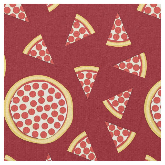 Pepperoni Pizza Cute Food Kids Fabric (Close Up)