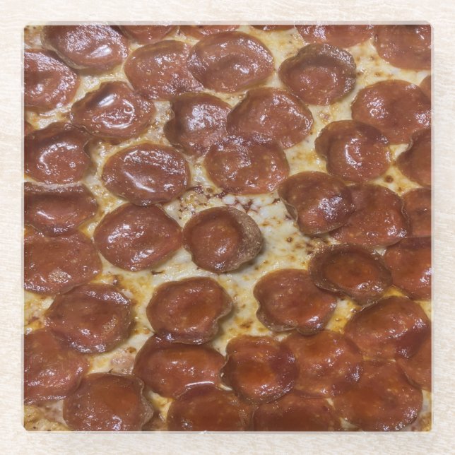Pepperoni Pizza Glass Coaster (Front)