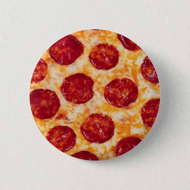 Pepperoni Pizza Hot and Yummy! 6 Cm Round Badge (Front)