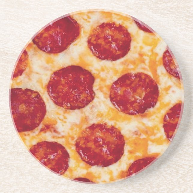 Pepperoni Pizza Hot and Yummy! Drink Coaster (Front)