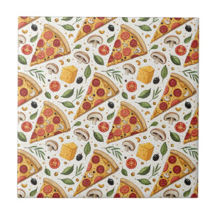 Pepperoni Pizza Lover Pattern - Fun Pizza Party Tile