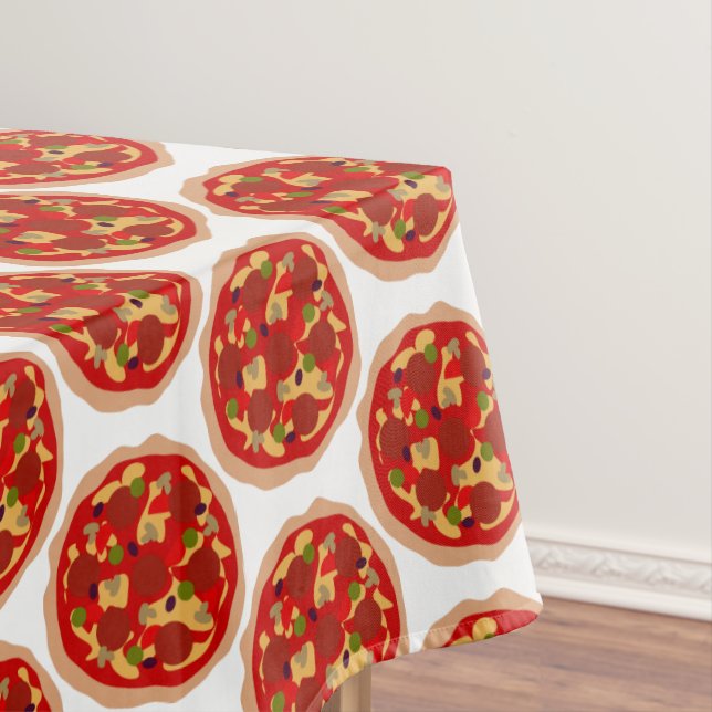 Pepperoni pizza pattern dinner party tablecloth (In Situ)