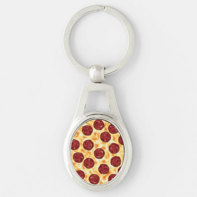 Pepperoni Pizza Pattern Key Ring (Front)