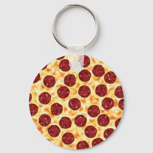 Pepperoni Pizza Pattern Key Ring (Front)