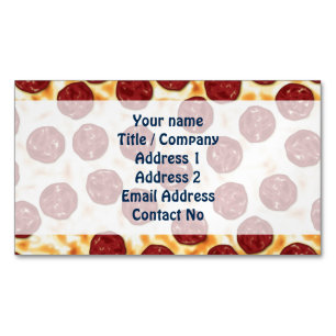 Pepperoni Pizza Pattern Magnetic Business Card