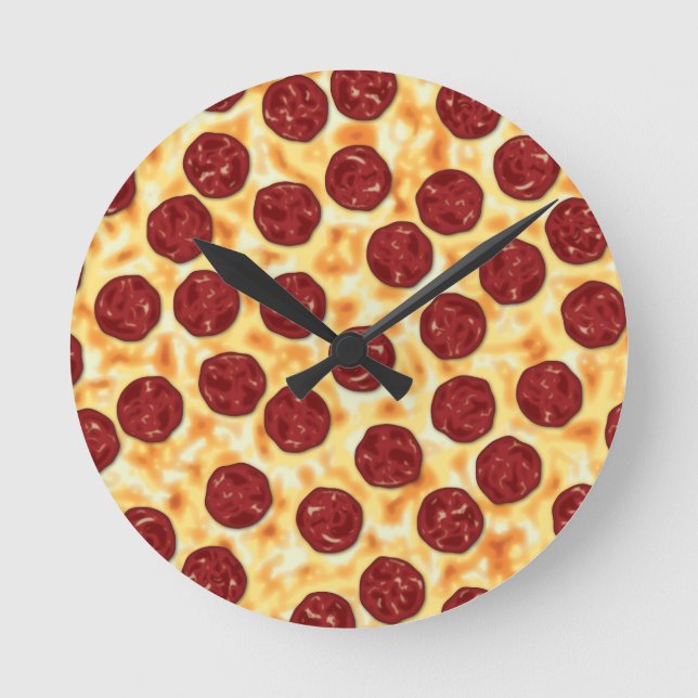 Pepperoni Pizza Pattern Round Clock (Front)