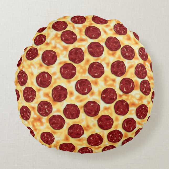 Pepperoni Pizza Pattern Round Cushion (Front)