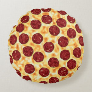 Pepperoni Pizza Pattern Round Cushion