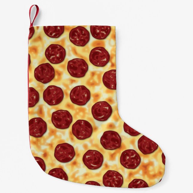 Pepperoni Pizza Pattern Small Christmas Stocking (Front)