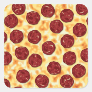 Pepperoni Pizza Pattern Square Sticker