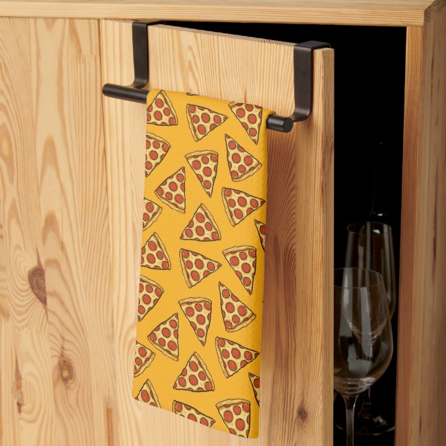 Pepperoni Pizza Pattern Tea Towel (Thirds Fold)