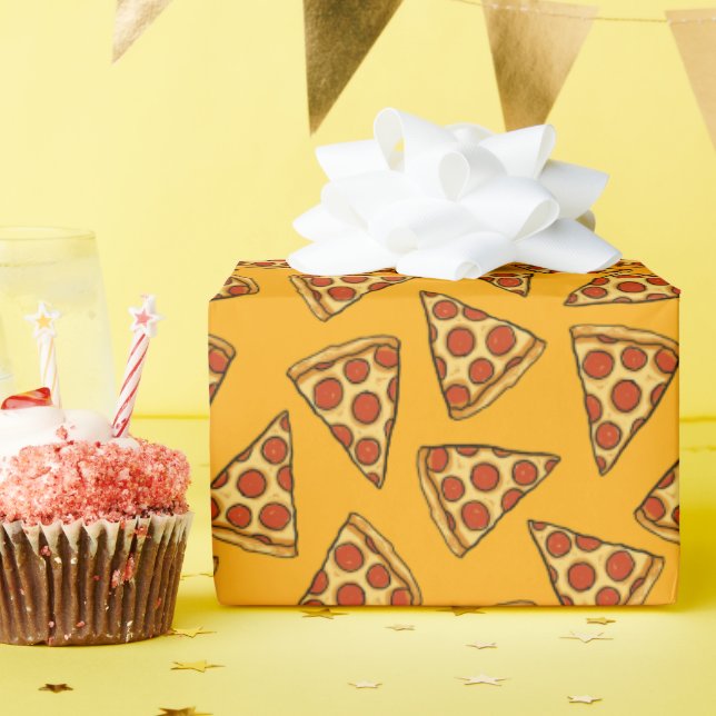 Pepperoni Pizza Pattern Wrapping Paper (Birthday Party)