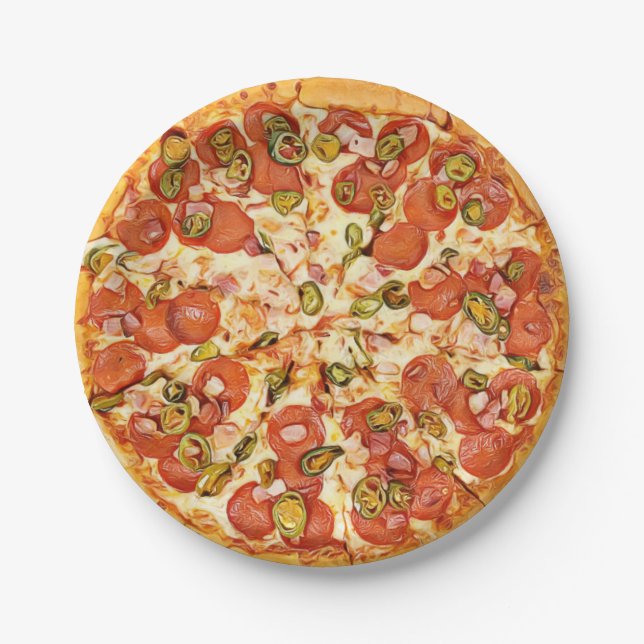 Pepperoni Pizza | Pizza Party Birthday   Paper Plate (Front)