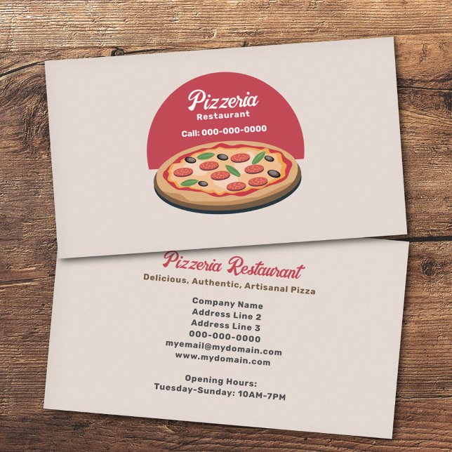 Pepperoni Pizza - Pizzeria Restaurant Business Card (Pepperoni Pizza - Pizzeria Restaurant Business Card)