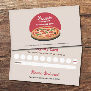Pepperoni Pizza - Pizzeria Restaurant Loyalty Card