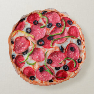 Pepperoni Pizza Print Double Sided Round Cushion