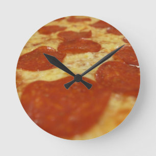 pepperoni pizza round clock