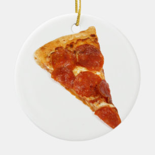 Pepperoni Pizza Slice Ceramic Tree Decoration
