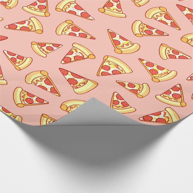 Pepperoni Pizza Slice Drawing Pattern Gift Wrap (Corner)