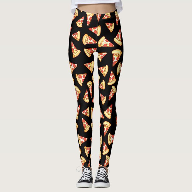Pepperoni Pizza Slice Drawing Pattern Leggings (Front)