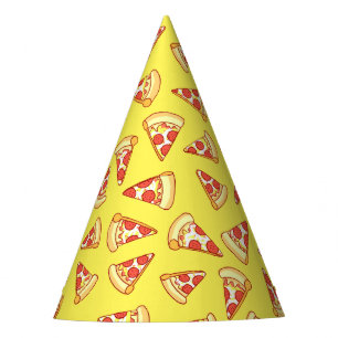 Pepperoni Pizza Slice Drawing Pattern Party Hats
