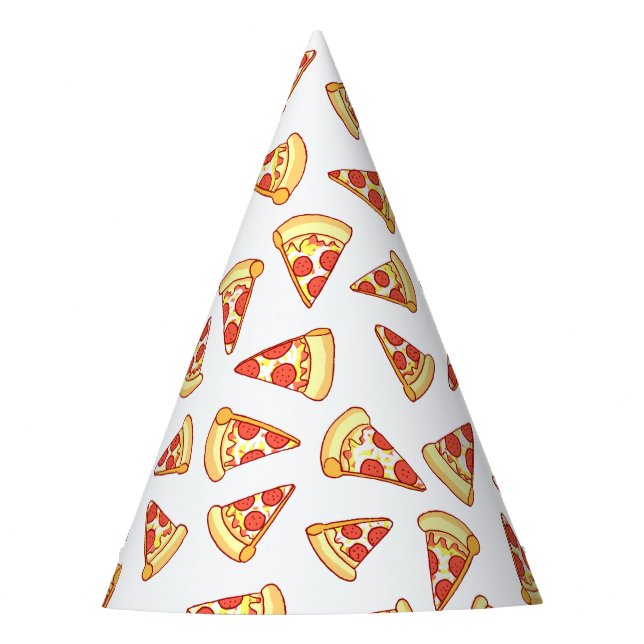 Pepperoni Pizza Slice Drawing Pattern Party Hats (Front)