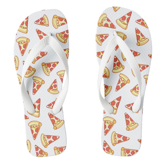 Pepperoni Pizza Slice Drawing Pattern Thongs Shoes (Footbed)