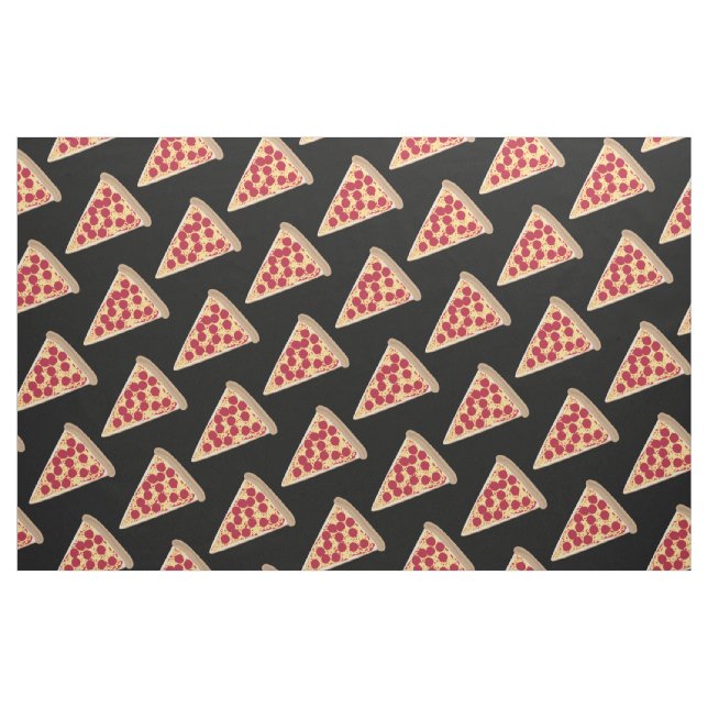 Pepperoni Pizza Slice Pattern on Black Fabric (Fat Quarter)