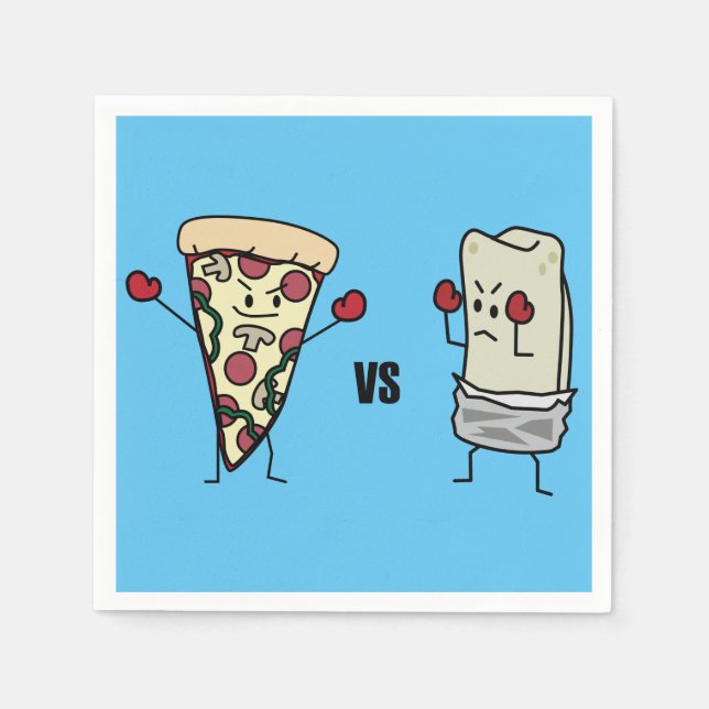 Pepperoni Pizza VS Burrito: Mexican versus Italian Napkin (Front)