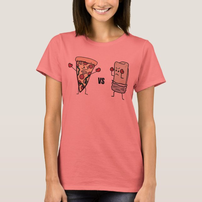 Pepperoni Pizza VS Burrito: Mexican versus Italian T-Shirt (Front)