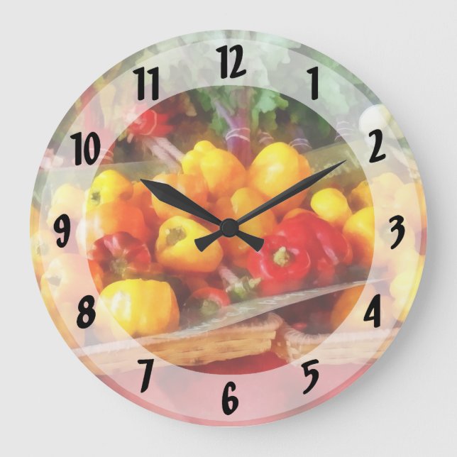 Peppers at Farmers Market Large Clock (Front)