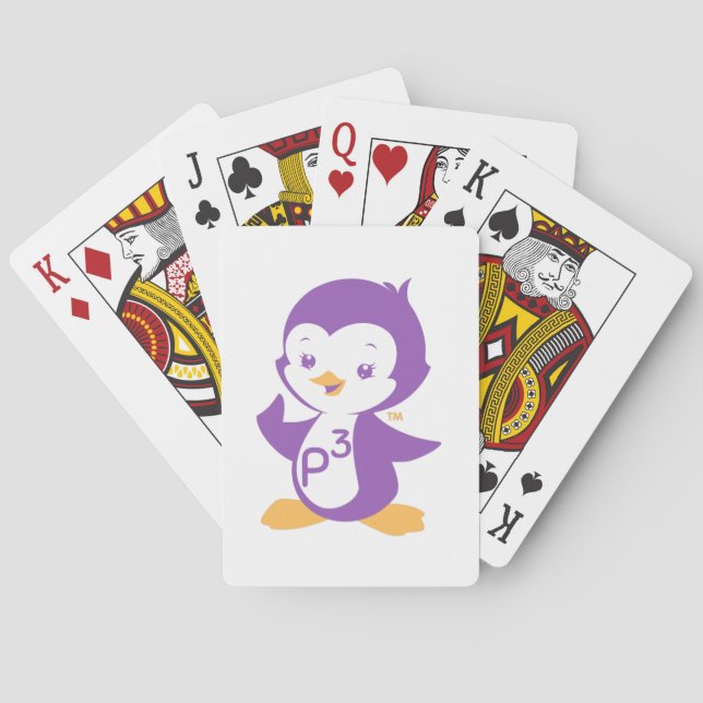 Peppy Purple Penguin Playing Cards (Back)