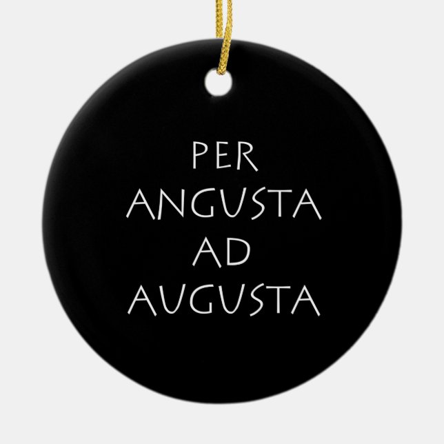 Per angusta ad augusta ceramic tree decoration (Front)