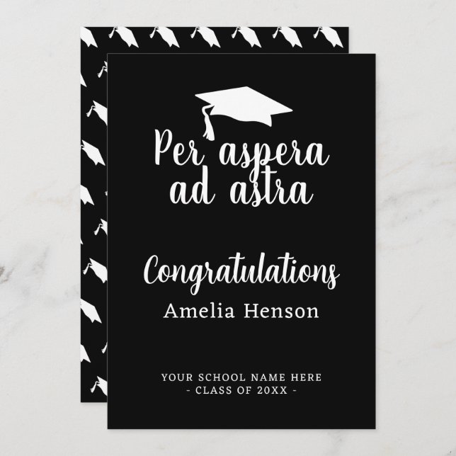 Per aspera ad astra Latin Congrat Graduation Cap Card (Front/Back)