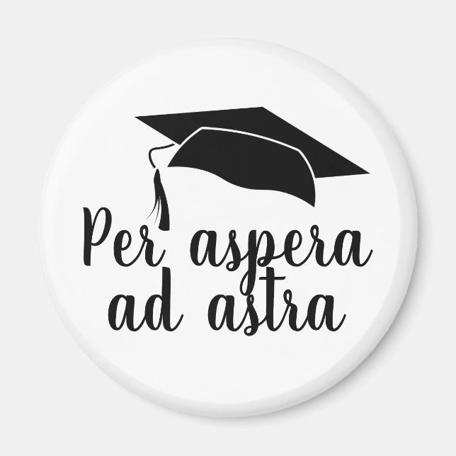 Per aspera ad astra Latin Quote Hat Graduation Magnet (Front)