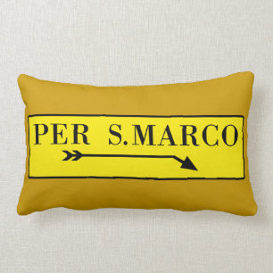 Per San Marco, Venice, Italian Street Sign Lumbar Cushion